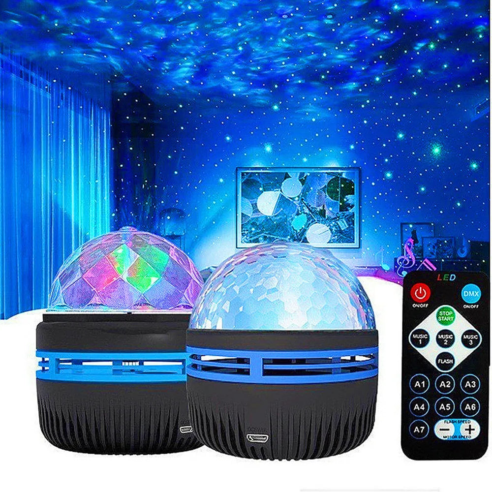 USB Galaxy Projector Aurora 5V Night Light 360° Rotating GB Colorful NightLights with Remote Control for Home Theater Room Deco
