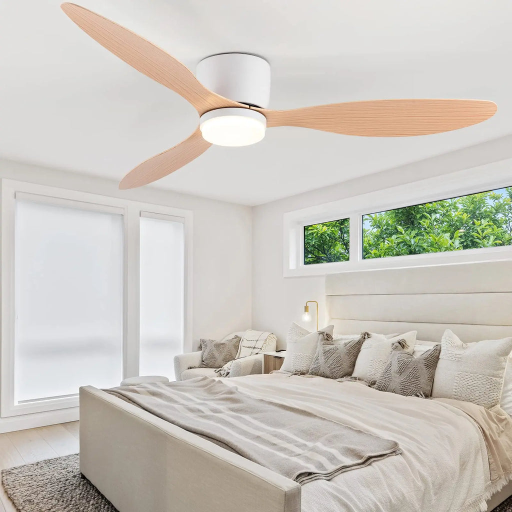 IRALAN 42 Inch/52 Inch Ceiling Fan with Light Remote Control, Modern Ceiling Fan for Bedroom, Living Room-Black/White/Wood