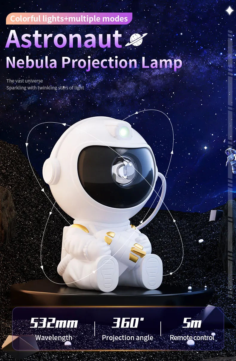 LED Star Galaxies Projector Night Light Astronaut Starry Sky Bedroom Room Decor Children's Gift - LED Atmosphere Creating Lamp
