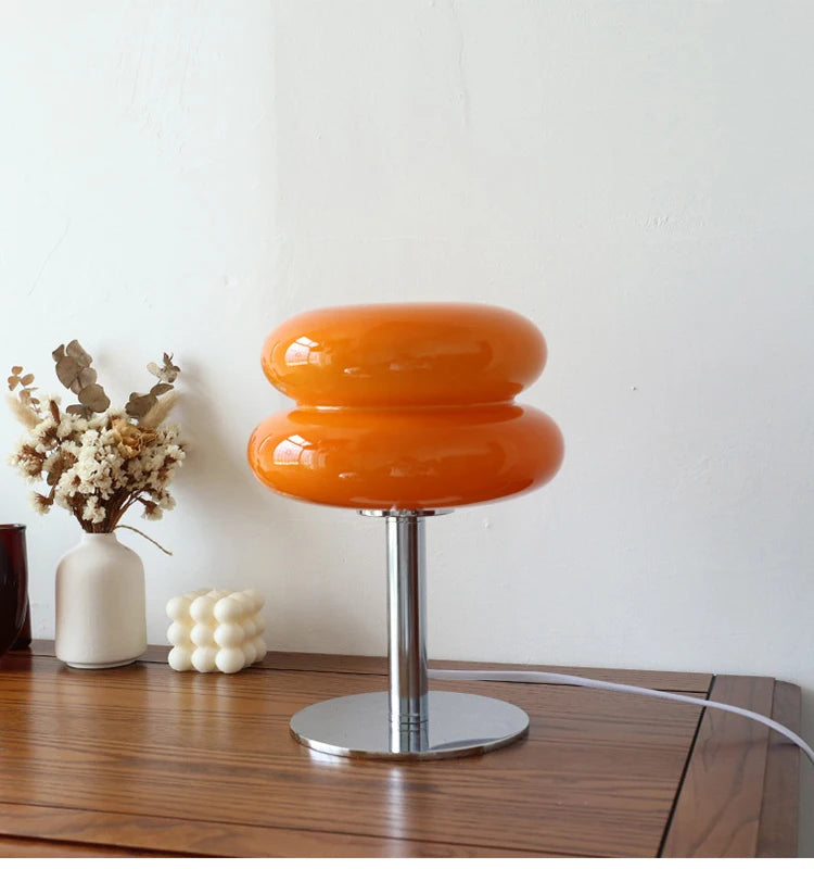 Macaron Glass Table Lamp Trichromatic Dimming Living Room Atmosphere Lamps Eye Protection Night Light Girl Bedroom Bedside Decor