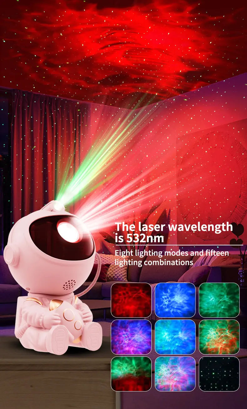 LED Star Galaxies Projector Night Light Astronaut Starry Sky Bedroom Room Decor Children's Gift - LED Atmosphere Creating Lamp