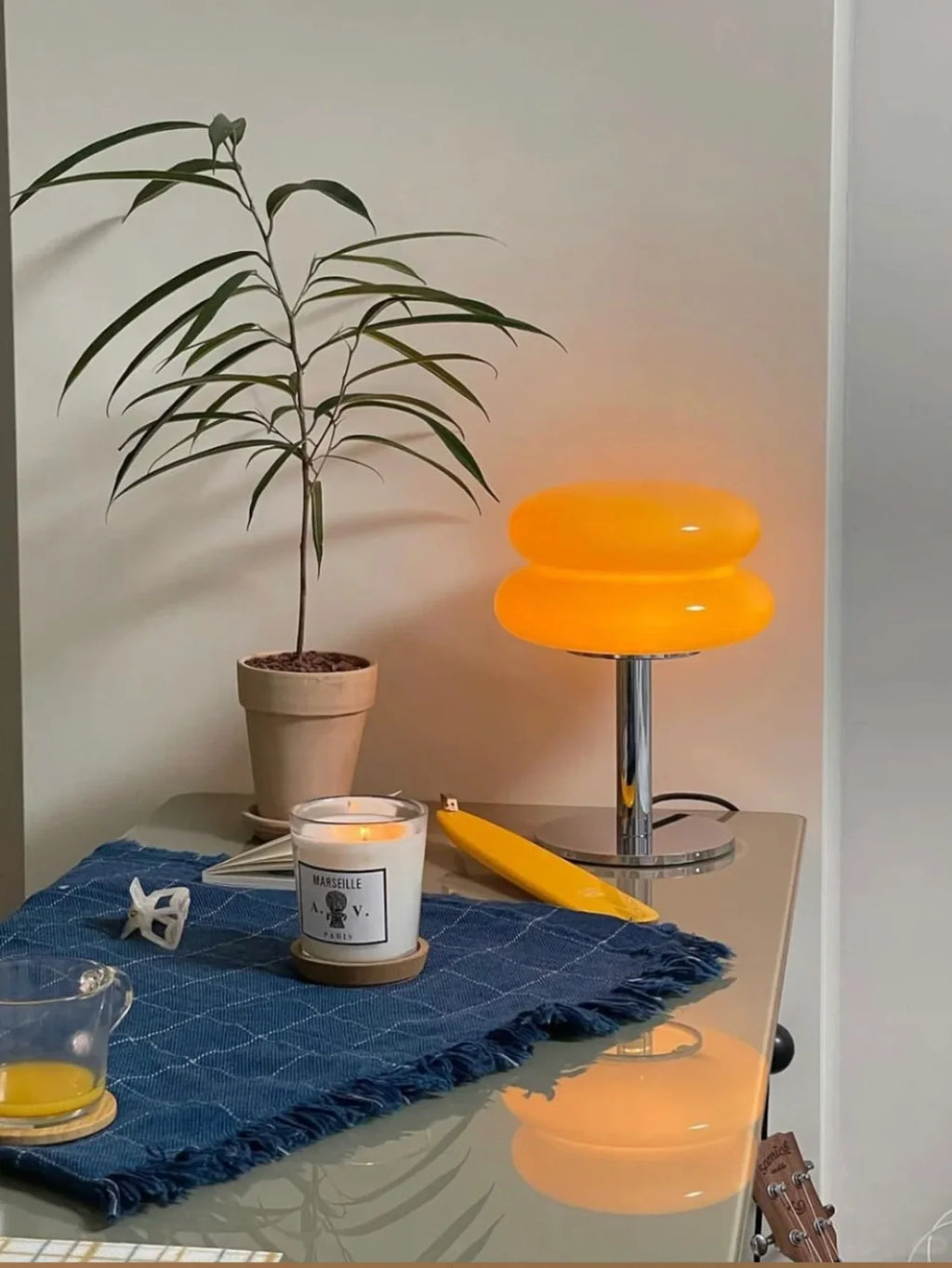 LED Table Lamp Macaron Glass Lustre Trichromatic Dimming Living Room Bedroom Study Atmosphere Lamps Eye Protection Night Light
