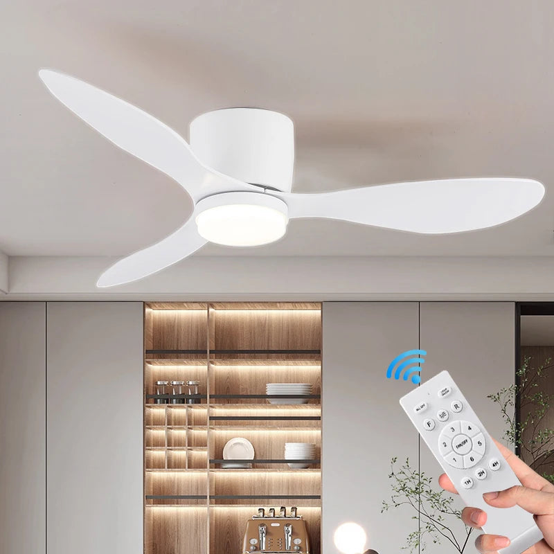 IRALAN 42 Inch/52 Inch Ceiling Fan with Light Remote Control, Modern Ceiling Fan for Bedroom, Living Room-Black/White/Wood