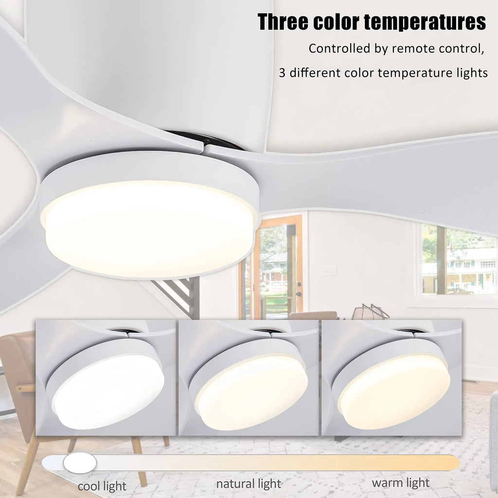 IRALAN 42 Inch/52 Inch Ceiling Fan with Light Remote Control, Modern Ceiling Fan for Bedroom, Living Room-Black/White/Wood