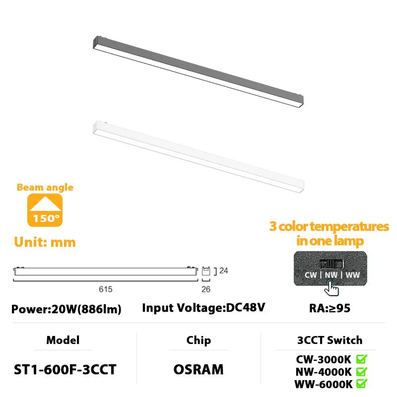 ST1 Series 3CCT Black White Ultra Thin Slim Magnetic Track Lamp Cell Light High Hardness Modern Flexible Fixture Living Home