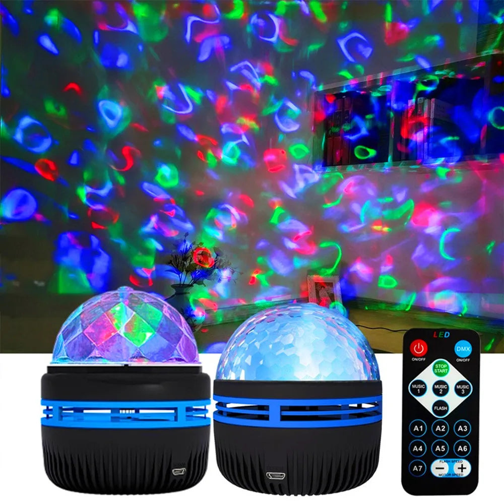 USB Galaxy Projector Aurora 5V Night Light 360° Rotating GB Colorful NightLights with Remote Control for Home Theater Room Deco