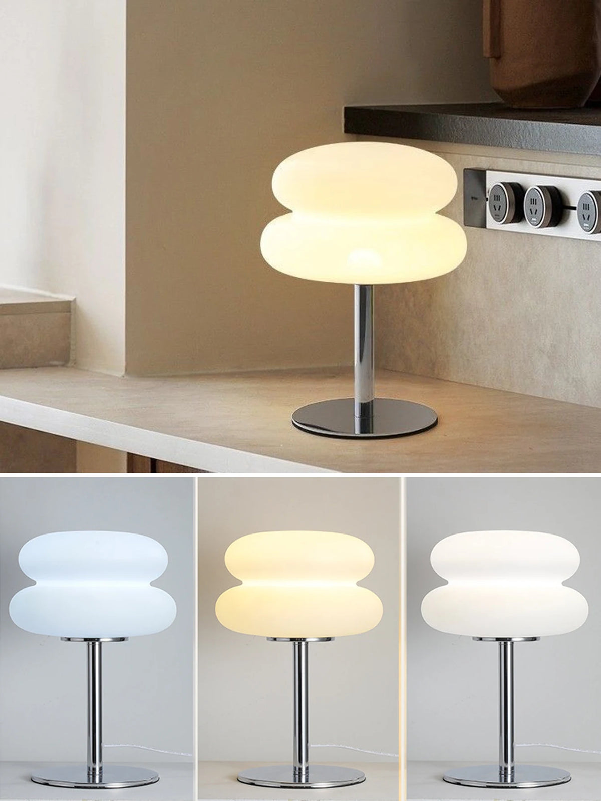 LED Table Lamp Macaron Glass Lustre Trichromatic Dimming Living Room Bedroom Study Atmosphere Lamps Eye Protection Night Light