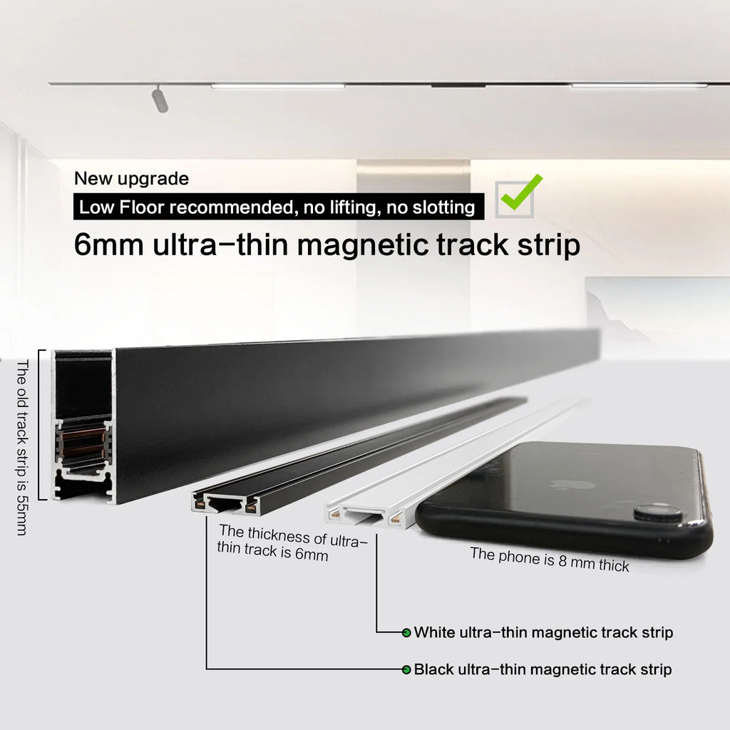 ST1 Series 3CCT Black White Ultra Thin Slim Magnetic Track Lamp Cell Light High Hardness Modern Flexible Fixture Living Home